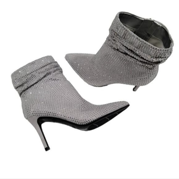 Nine West Rhinestones Dress Pointed Toe Booties Size 6.5 - Picture 1 of 12